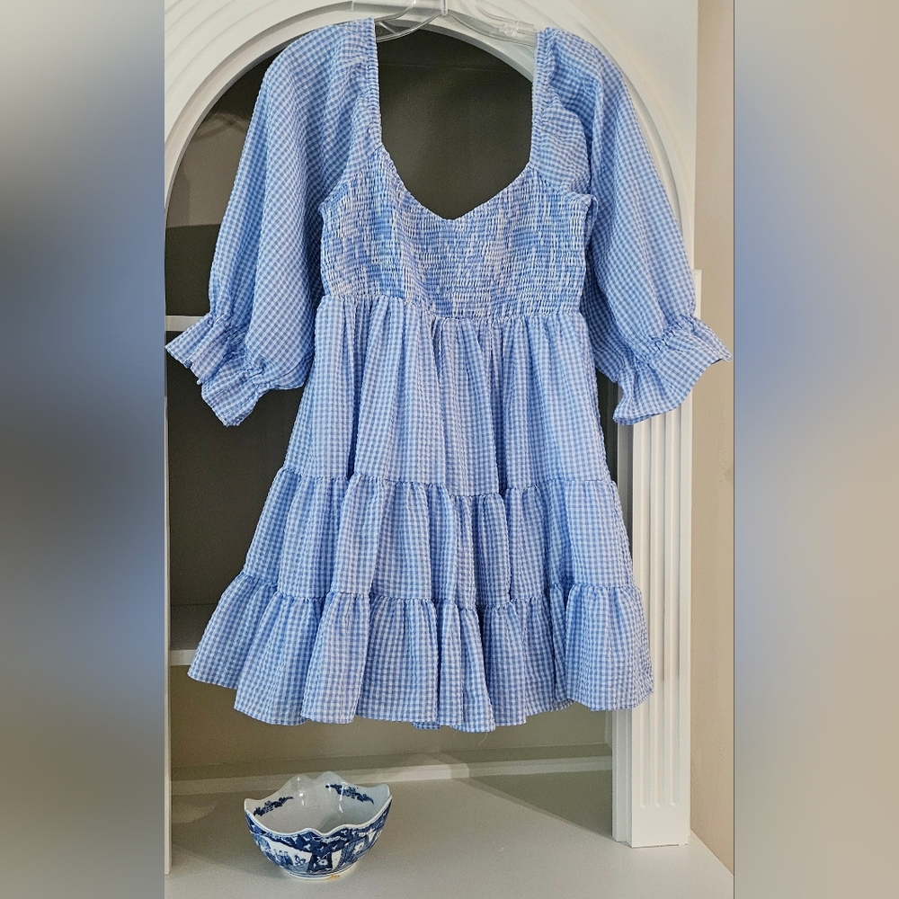 Mahina Three Tiered Seersucker Dress